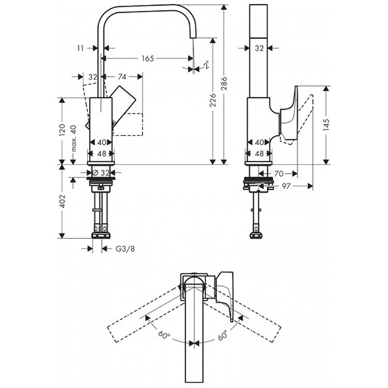 Смеситель для раковины Hansgrohe Metropol 230 32511140 Шлифованная бронза