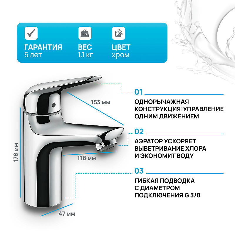 Смеситель для раковины Hansgrohe Novus 71031000