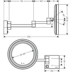 Косметическое зеркало Hansgrohe AddStoris 41790000 с подсветкой с увеличением Хром