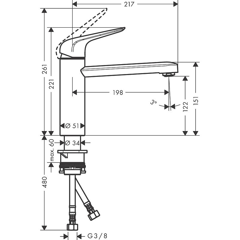 Смеситель для кухни Hansgrohe Focus M421-H120 71806000