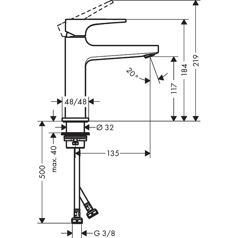 Смеситель для раковины Hansgrohe Metropol 32507670 черный матовый