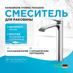 Смеситель для раковины Hansgrohe Vivenis 75042000 Хром