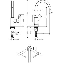 Смеситель для раковины Hansgrohe Rebris E 72576670 черный матовый
