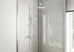 Душевая система Hansgrohe Vernis Blend Showerpipe 26276670 с термостатом Черная матовая