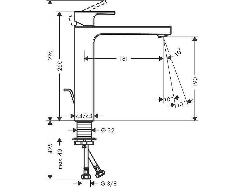 Смеситель для раковины Hansgrohe Vernis Shape 71562670 черный матовый