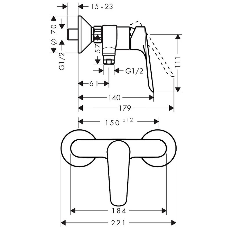 Смеситель для душа Hansgrohe Logis E 71602000 Хром
