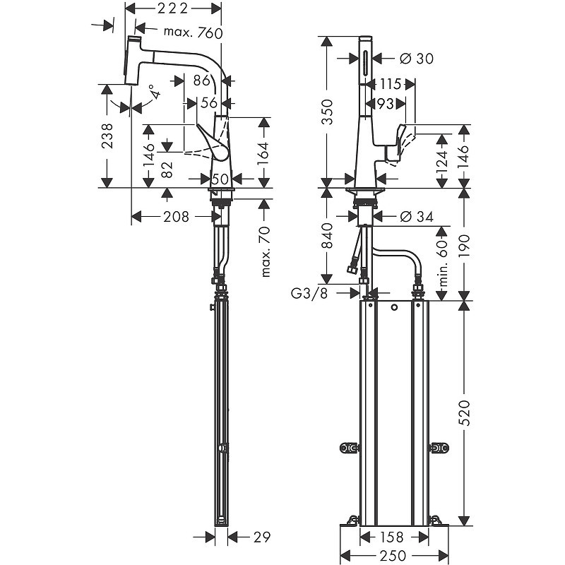 Смеситель для кухни Hansgrohe Metris Select M71 73817000 Хром