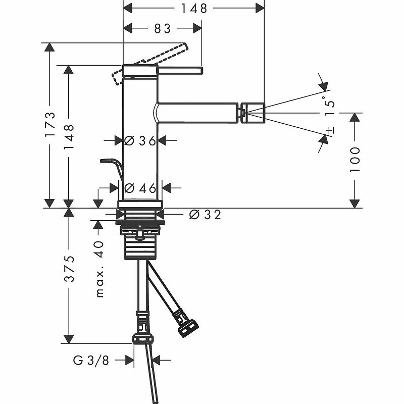 Смеситель для биде Hansgrohe Tecturis S 73201140 Бронза