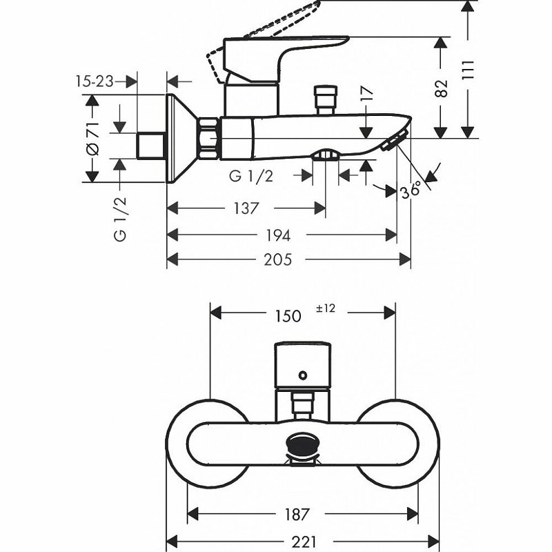 Смеситель для ванны Hansgrohe Talis E 71740000 Хром