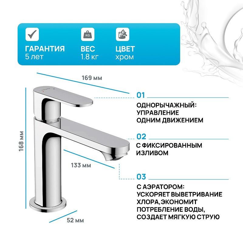 Смеситель для раковины Hansgrohe Rebris S 72517000