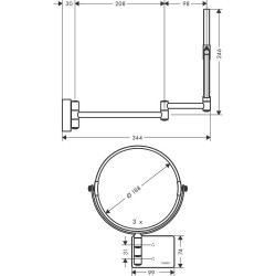 Косметическое зеркало Hansgrohe AddStoris 41791000 с увеличением Хром
