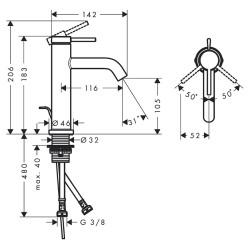 Смеситель для раковины Hansgrohe Tecturis S 73310670 черный матовый