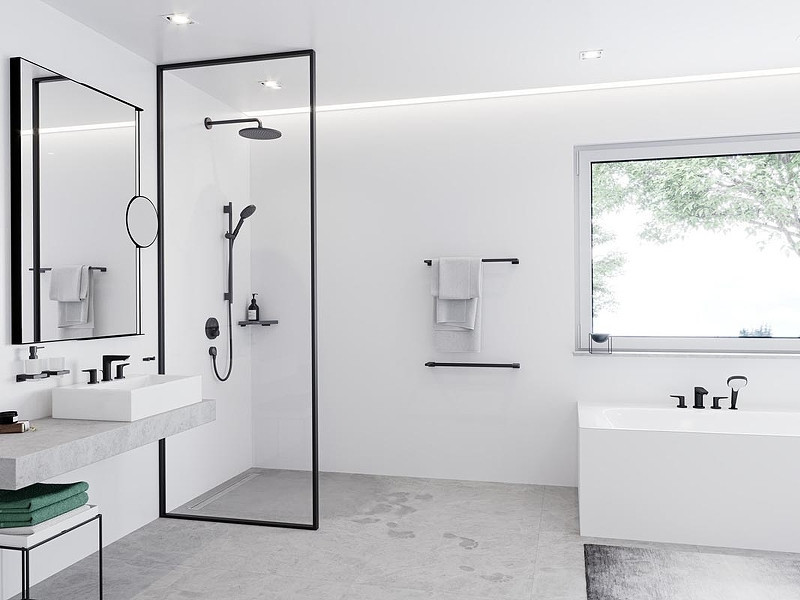 Смеситель для душа Hansgrohe ShowerSelect S 15743670 с термостатом черный матовый