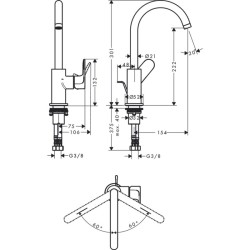 Смеситель для раковины Hansgrohe Rebris S 72536000 Хром