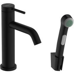 Смеситель для раковины Hansgrohe Tecturis S 73211670 с гигиеническим душем черный матовый