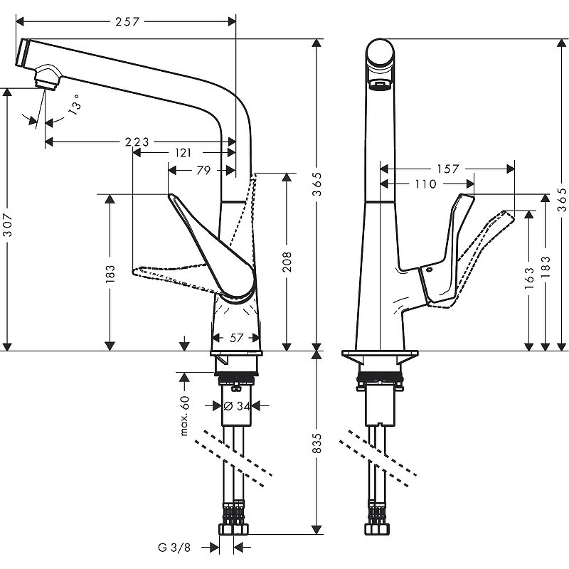 Смеситель для кухни Hansgrohe Metris Select 14883800 Сталь