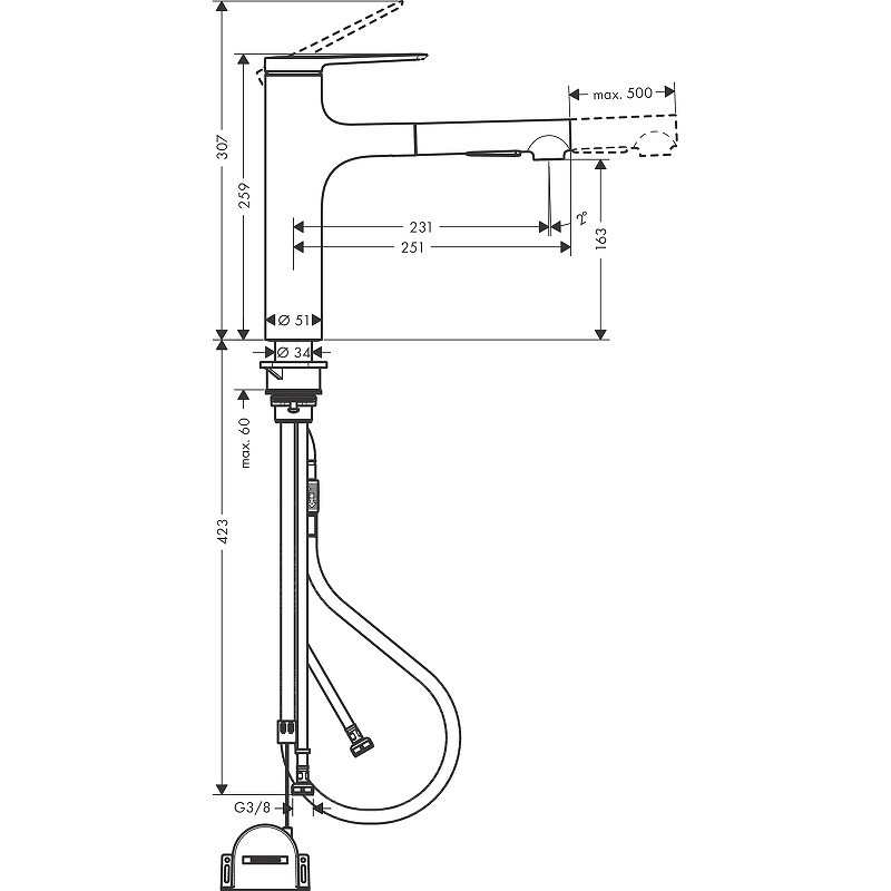 Смеситель для кухни Hansgrohe Zesis M33 74804670