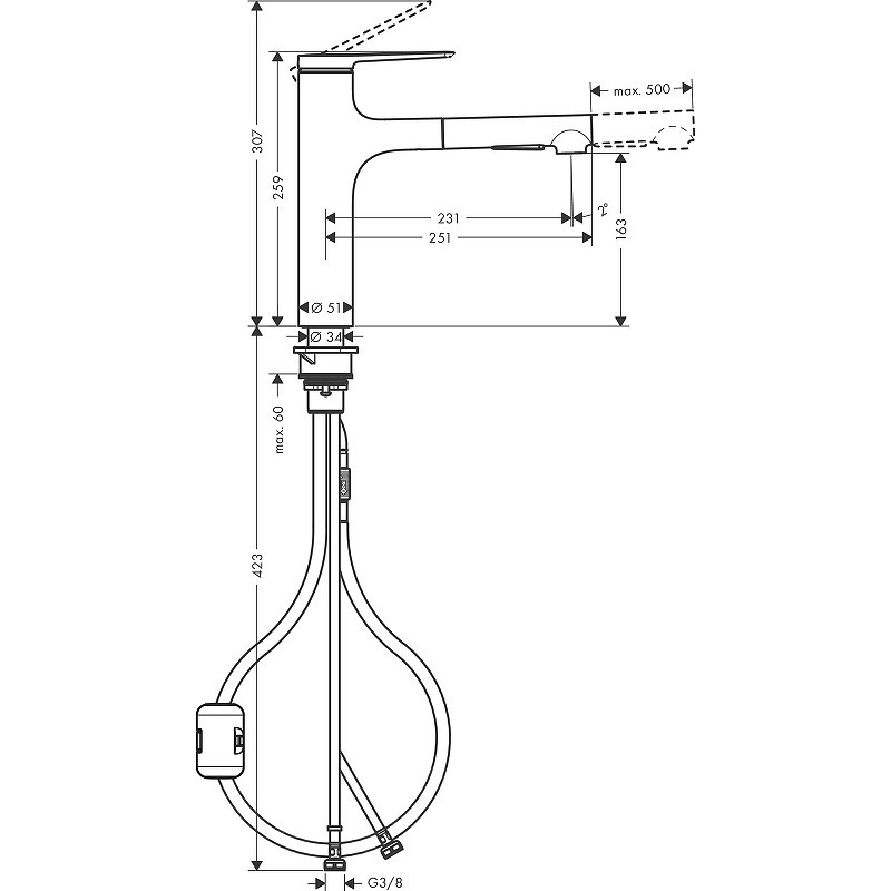 Смеситель для кухни Hansgrohe Zesis M33 74801000 Хром