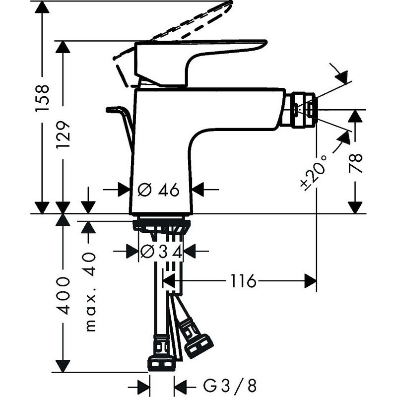 Смеситель для биде Hansgrohe Talis E 71720670 черный матовый