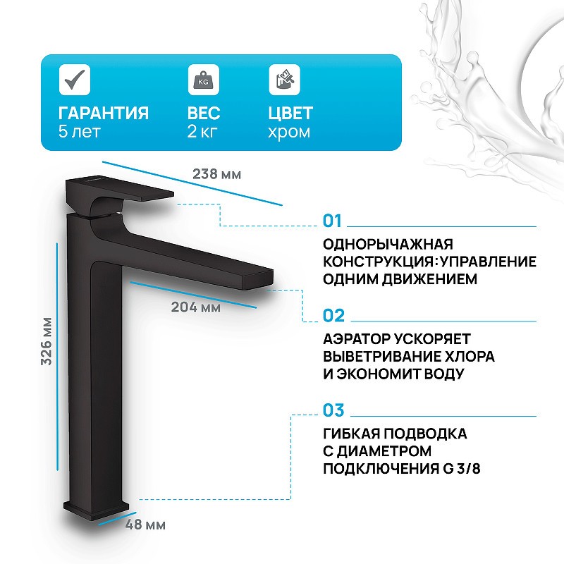 Смеситель для раковины Hansgrohe Metropol 32512670 черный матовый