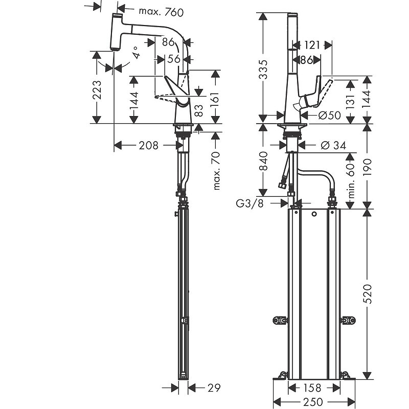 Смеситель для кухни Hansgrohe Talis Select M5115-H220 73852800 Сталь