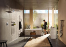 Шланговое подключение Hansgrohe Fixfit Porter 300 26456400 с полкой и держателями лейки Хром Белый