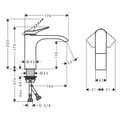 Смеситель для раковины Hansgrohe Vivenis 75022670 черный матовый