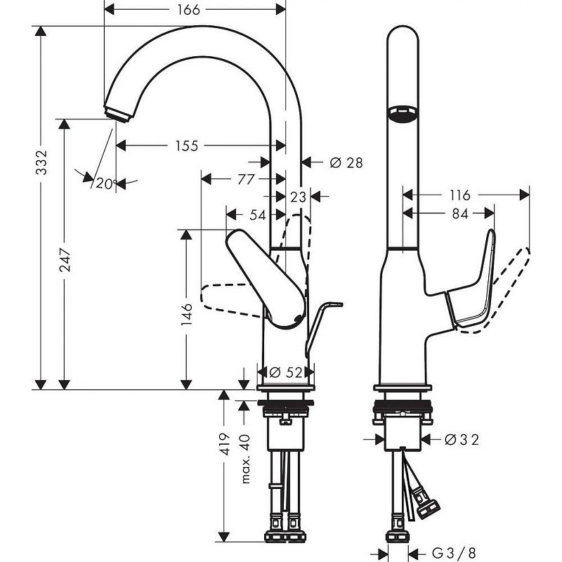 Смеситель для раковины Hansgrohe Novus 71126000 Хром