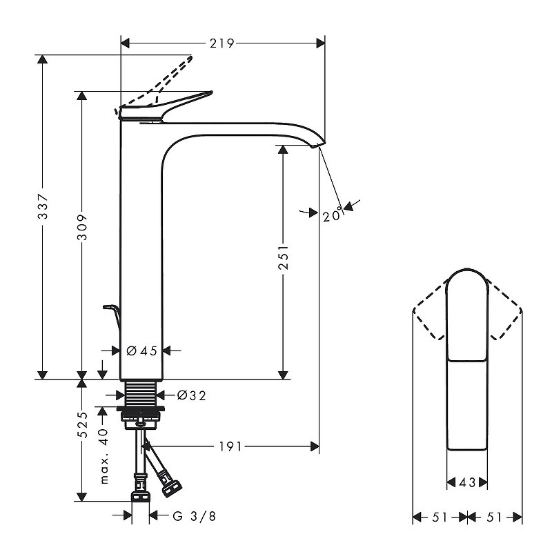 Смеситель для раковины Hansgrohe Vivenis 75040700 белый матовый