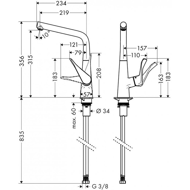 Смеситель для кухни Hansgrohe Metris 14822800 Нержавеющая сталь