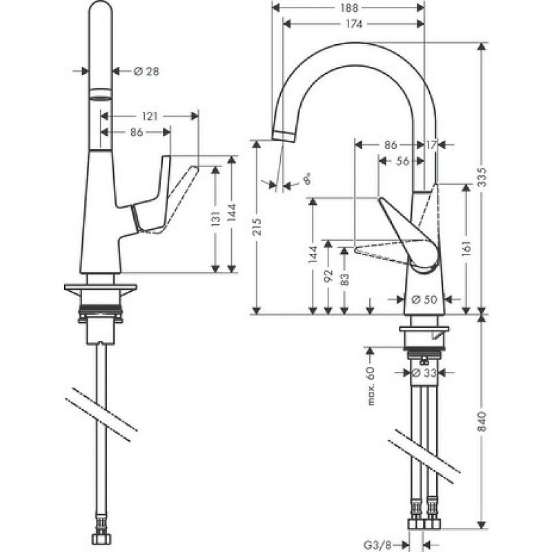 Смеситель для кухни Hansgrohe Talis M51 220 72814800 Сталь