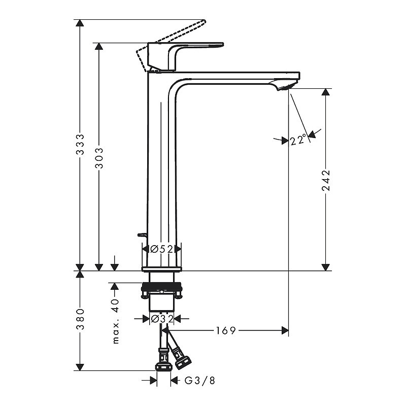 Смеситель для раковины Hansgrohe Rebris E 72581670 черный матовый