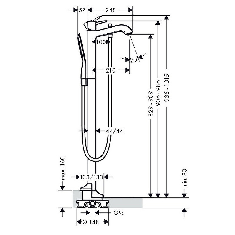 Смеситель для ванны Hansgrohe Metropol Classic 31445090 Хром Золото