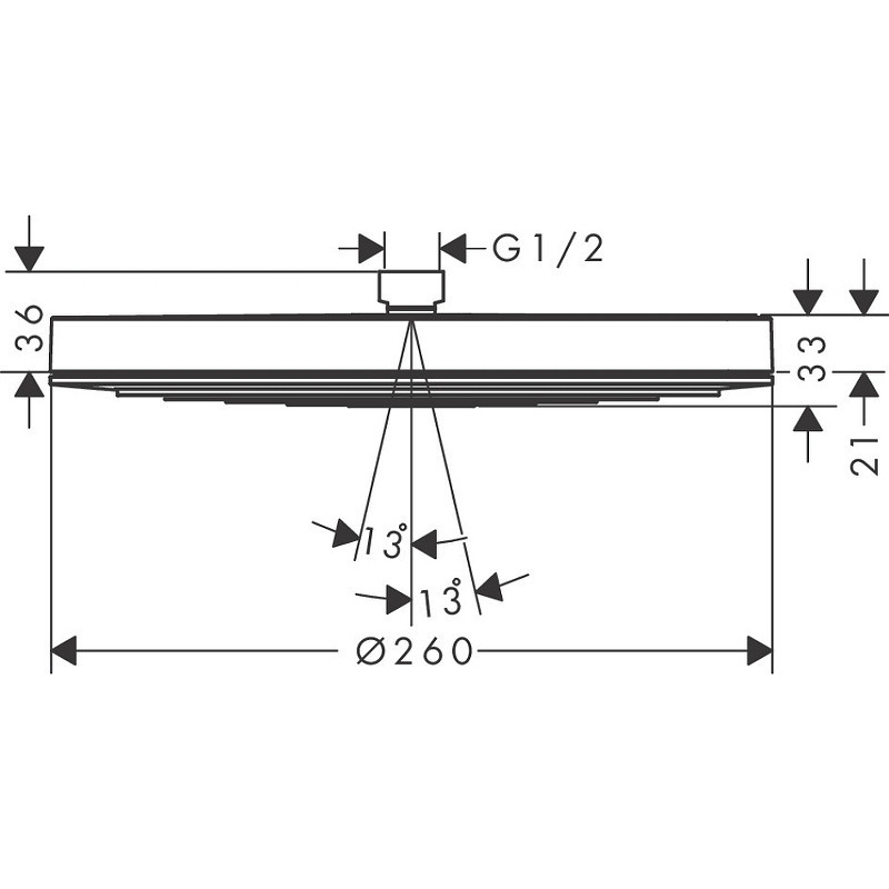 Верхний душ Hansgrohe Pulsify S 260 1jet 24140000 Хром