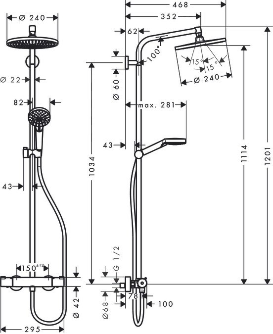 Душевая система Hansgrohe Crometta S 27267000 с термостатом Хром