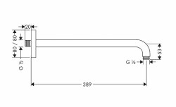 Кронштейн для верхнего душа Hansgrohe 27446000 Хром