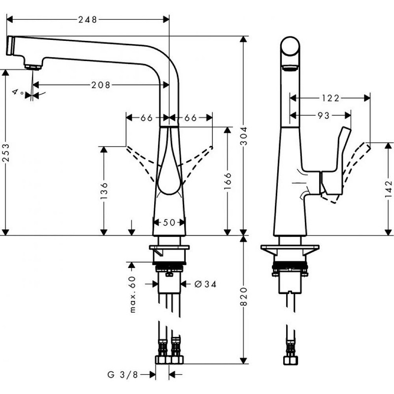 Смеситель для кухни Hansgrohe Metris Select M71 14847000 Хром