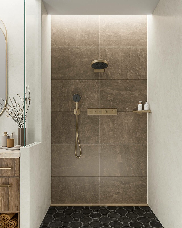 Смеситель для душа Hansgrohe RainSelect 15380140 с термостатом Шлифованная бронза