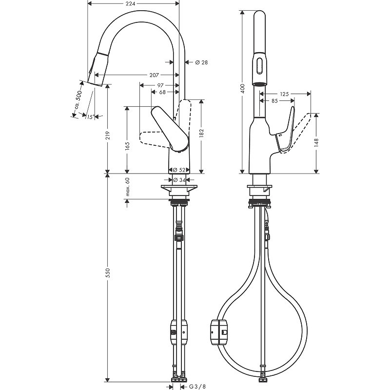 Смеситель для кухни Hansgrohe Focus M42 71800000 Хром