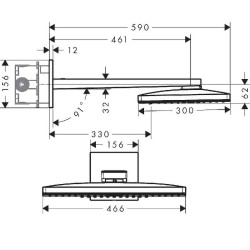 Верхний душ Hansgrohe Rainmarket Select 460 2jet 24005400 Хром