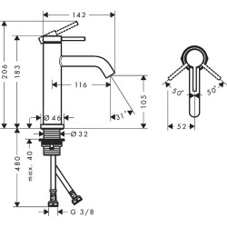 Смеситель для раковины Hansgrohe Tecturis S 73311000