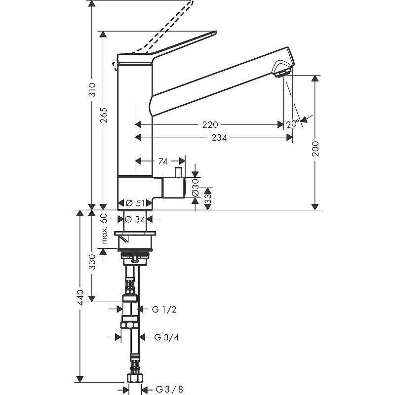 Смеситель для кухни Hansgrohe Zesis M33 74808000 Хром