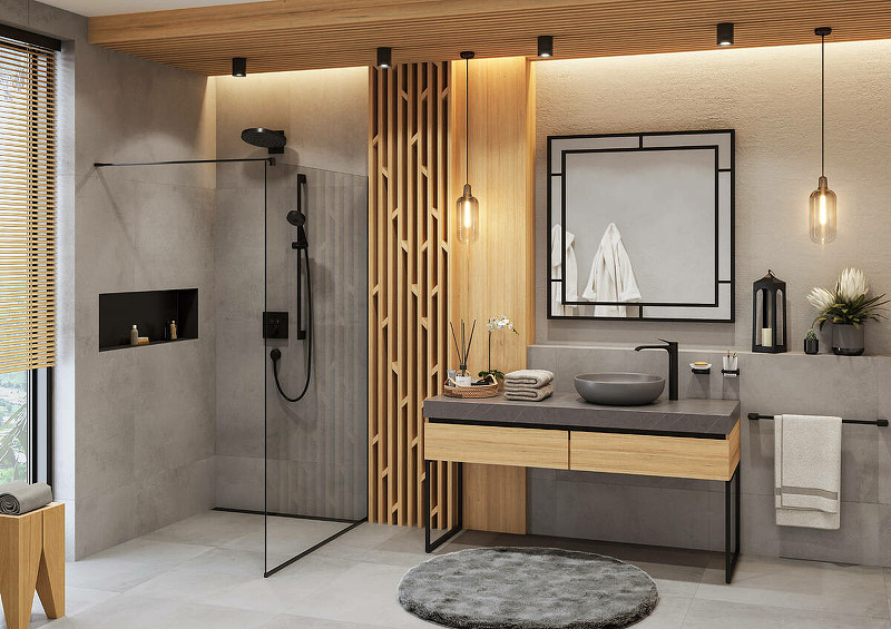 Смеситель для душа Hansgrohe ShowerSelect 15763670 с термостатом черный матовый