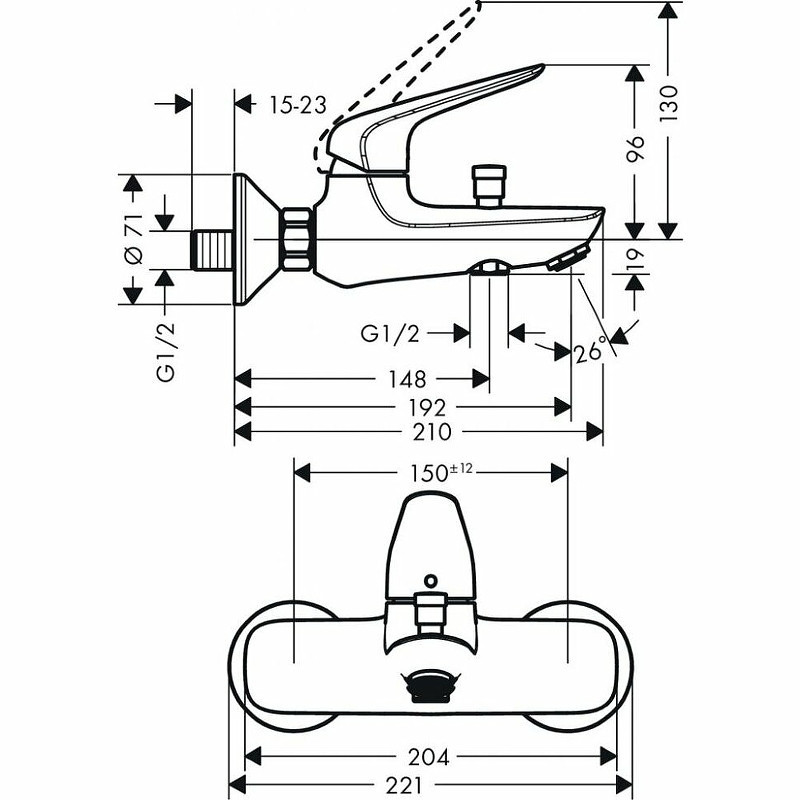 Смеситель для ванны Hansgrohe Novus 71040000