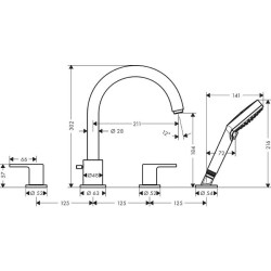 Смеситель на борт ванны Hansgrohe Vernis Shape 71459670 черный матовый