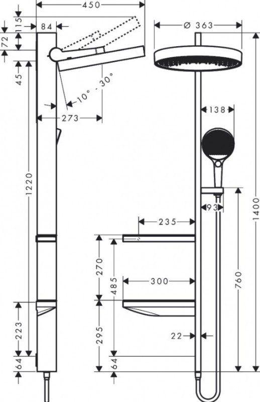 Душевая система Hansgrohe Rainfinity Showerpipe 26842000 Хром