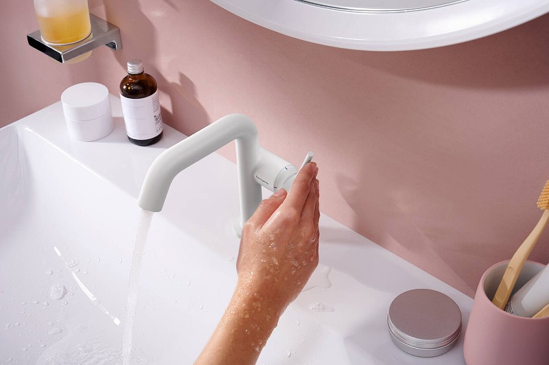 Смеситель для раковины Hansgrohe Tecturis S 73320700 белый матовый